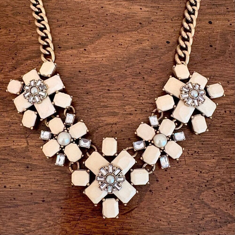 J.Crew | Faux Pearl and Resin Statement Necklace | 19” Adjustable